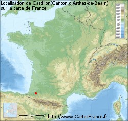 Castillon(Canton d'Arthez-de-Béarn) sur la carte de France
